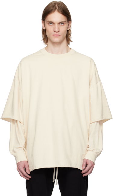 Mikina Rick Owens Rick Owens DRKSHDW Tommy Hustler Double Sleeve T-Shirt Béžová | DU01E3266 RIGRNN, 0