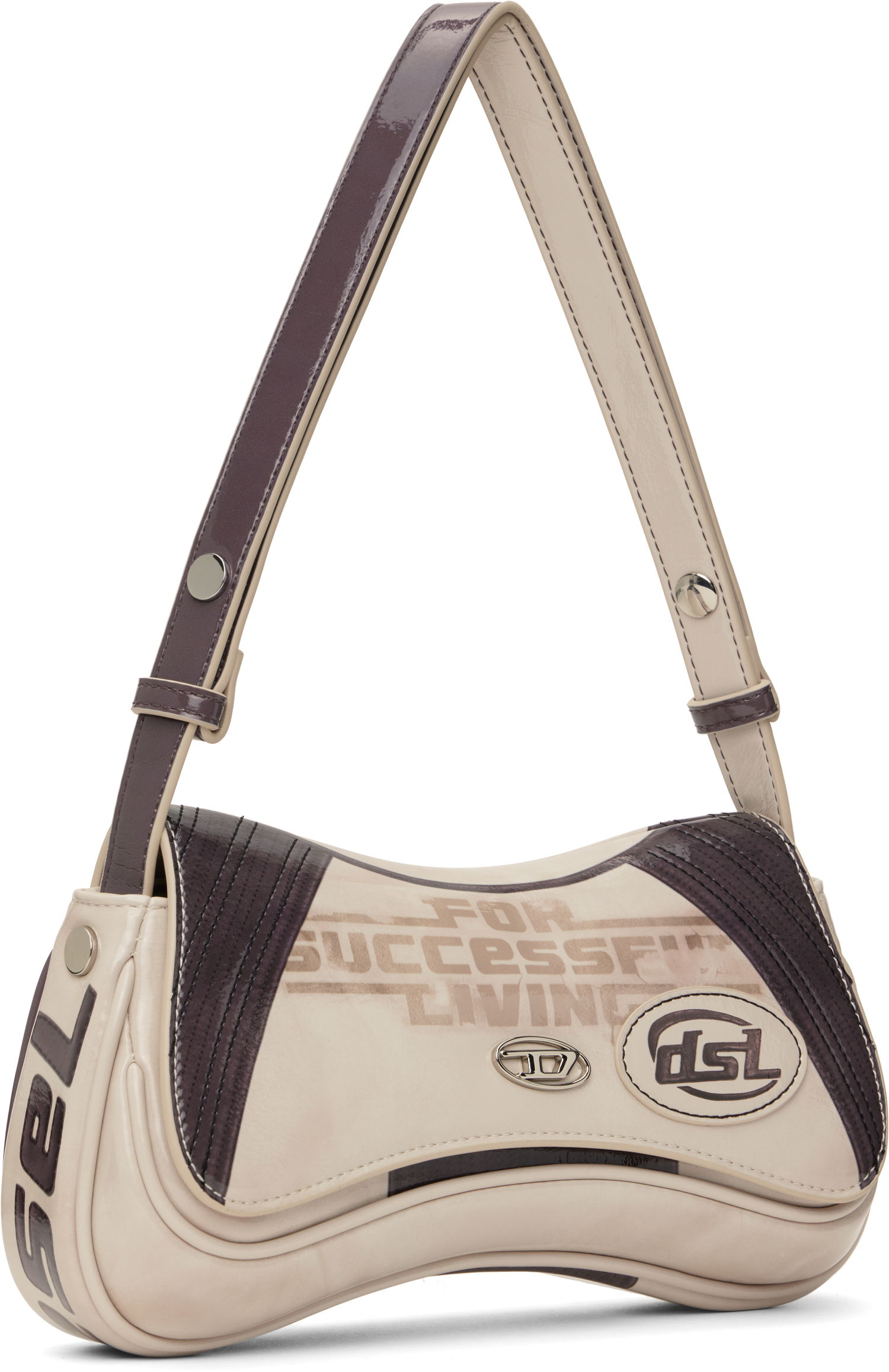Taška cez rameno Diesel Diesel Play Glossy Clutch Bag Béžová | X10202 P8071, 1