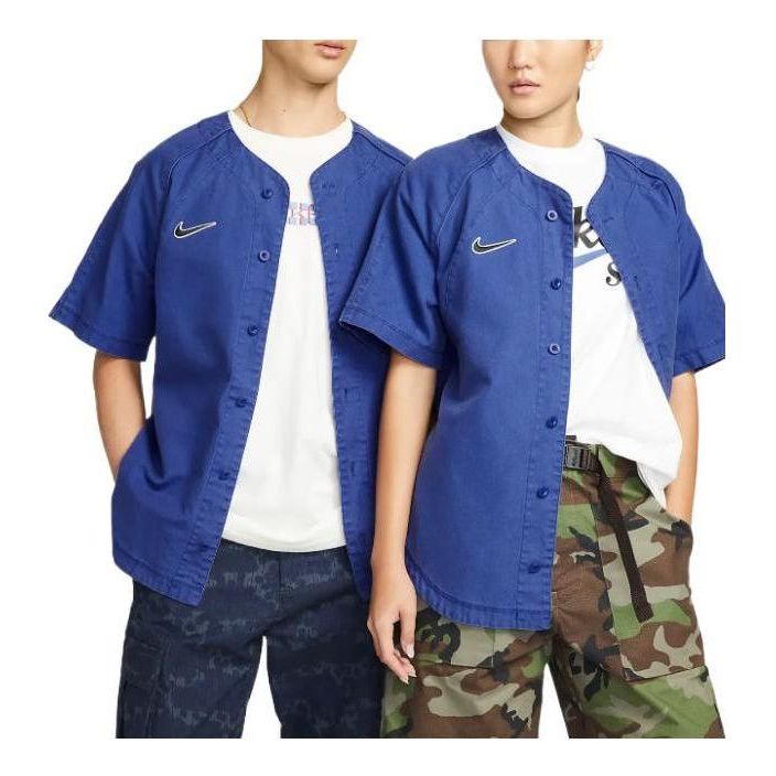 Košeľa Nike SB Skateboard Embroidered Short Sleeve Shirt Modrá | DQ6283-455