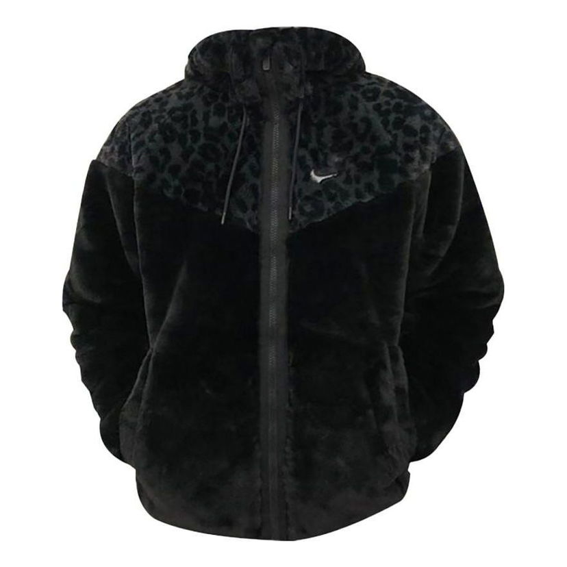 Parka Nike Leopard Print Splicing Zipper Jacket Čierna | DH6683-010