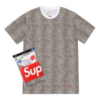 Tričko Supreme Leopard Print T-Shirt (2 Pack) by Hanes Biela | SUP-SS19-095