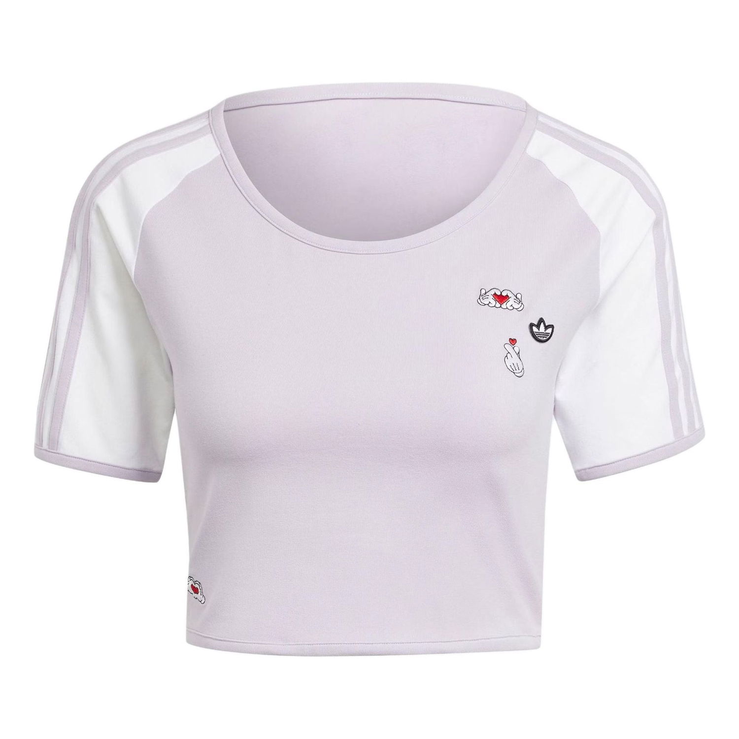 Crop Top adidas Originals Mickey Mouse x 3-Stripes Icon Baby T-Shirt Fialová | IY2269, 0