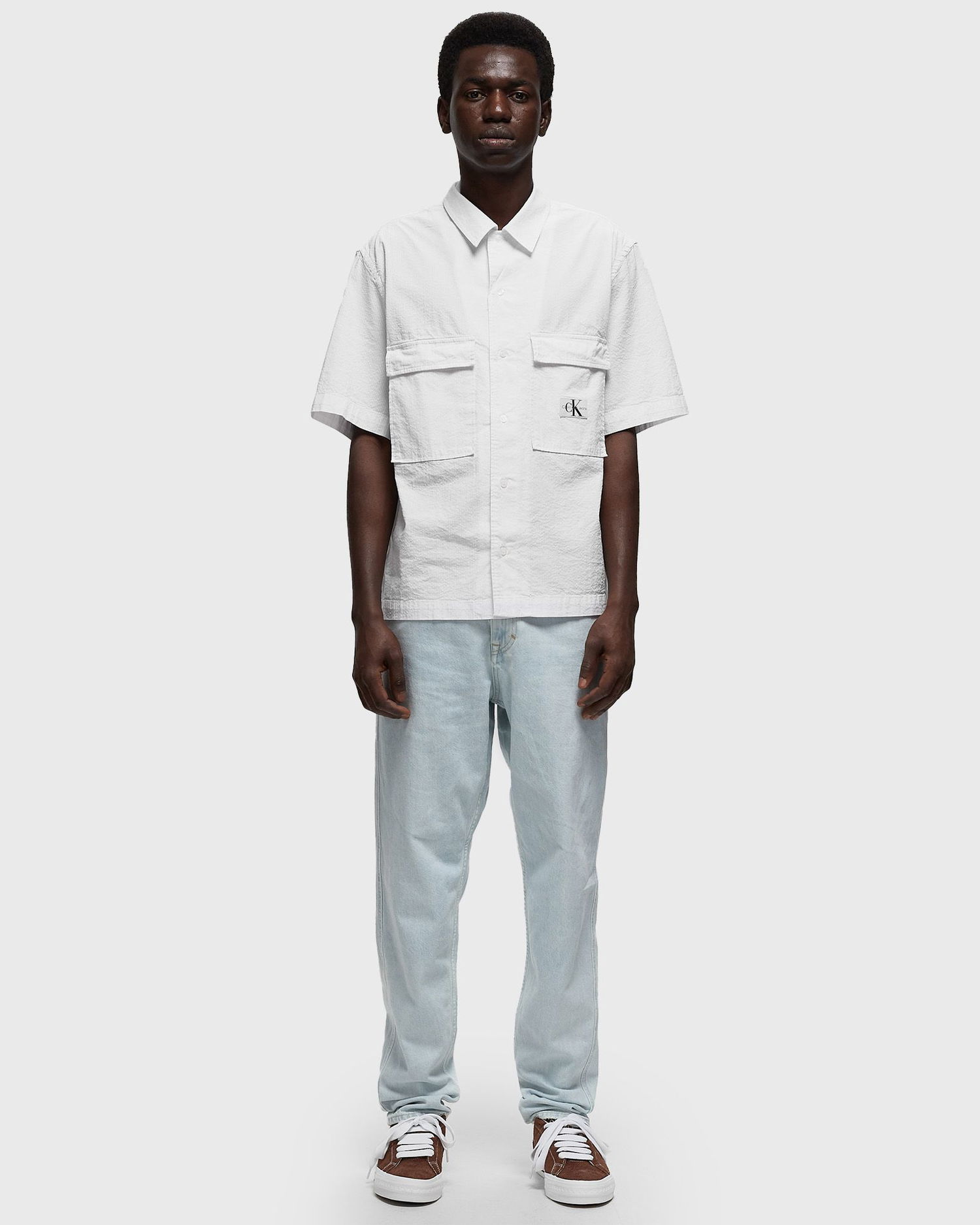 Tričko CALVIN KLEIN SEERSUCKER SS SHIRT Biela | J30J325175YAF, 1