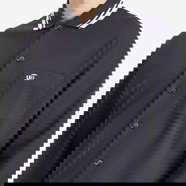 Polo tričko Gucci Gucci Stretch Cotton Long Sleeve Polo Shirt, Size Medium Navy | 815513-XJG16-1165, 5