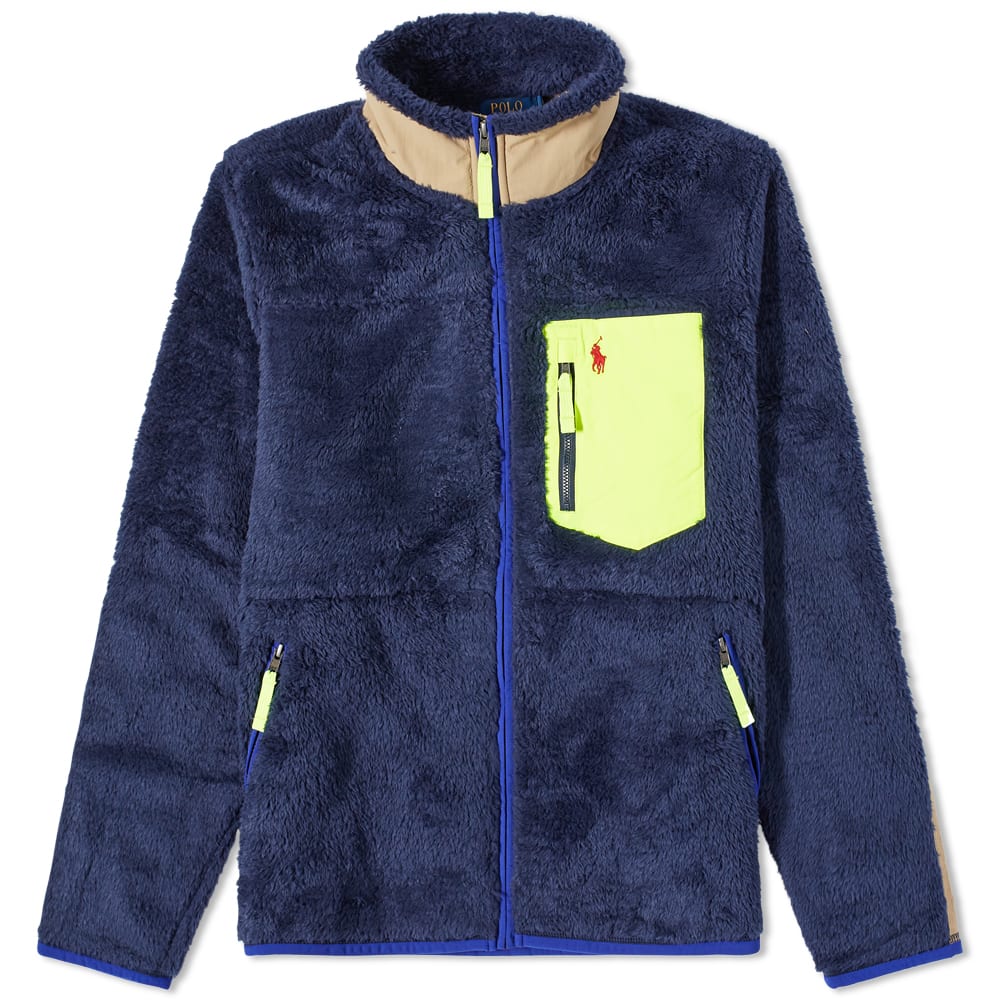 Bunda Polo by Ralph Lauren Neon Panel Sherpa Zip Navy | 710891063001, 0