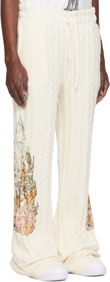Tepláky Who Decides War Who Decides War Flame Glass Cable Knit Sweatpants Biela | 1120770019SS25, 1