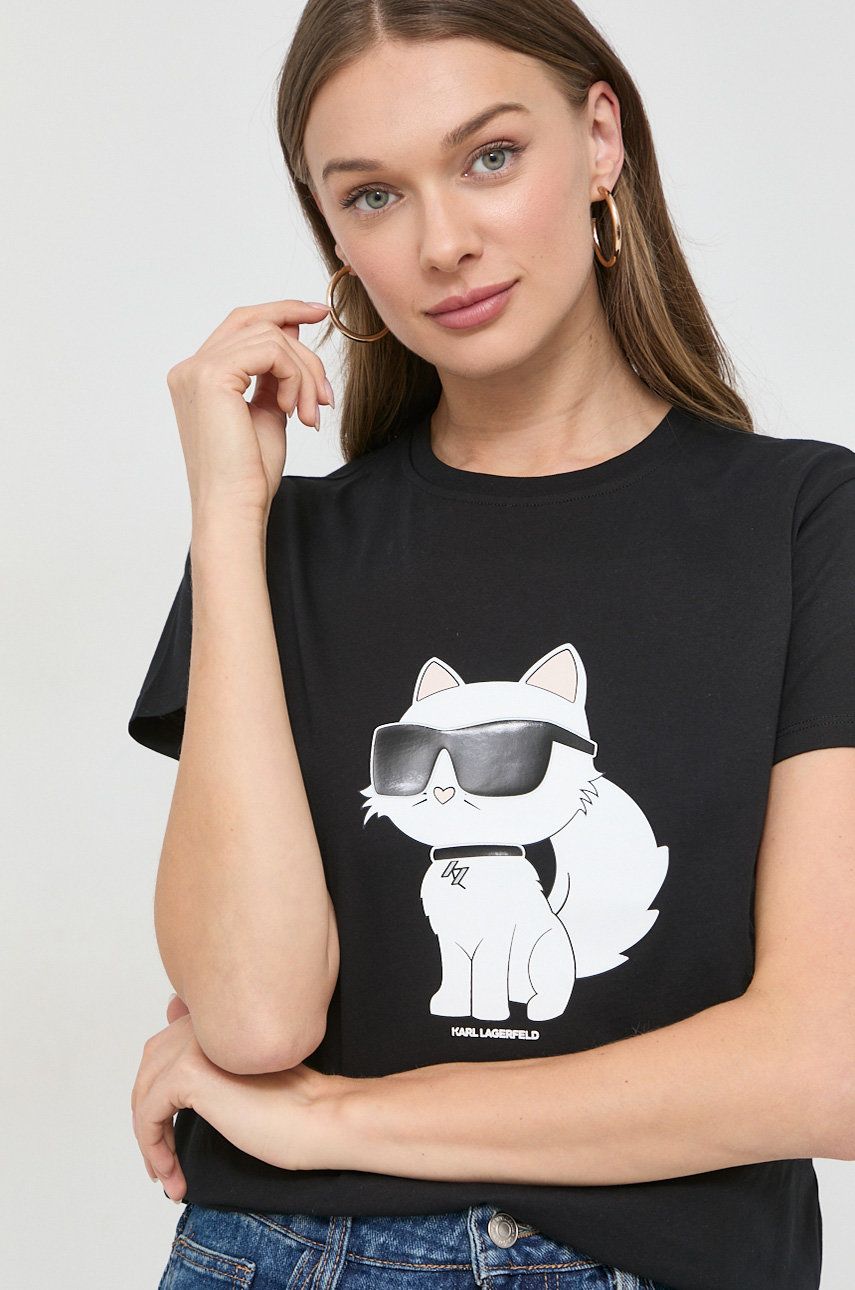 Tričko KARL LAGERFELD T-Shirt Čierna | 230W1703, 0