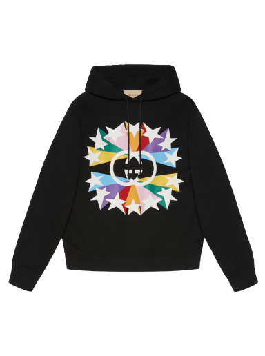 Mikina Gucci Interlocking G Star Burst Print Cotton Hoodie Čierna | 646953 XJDNJ 1082