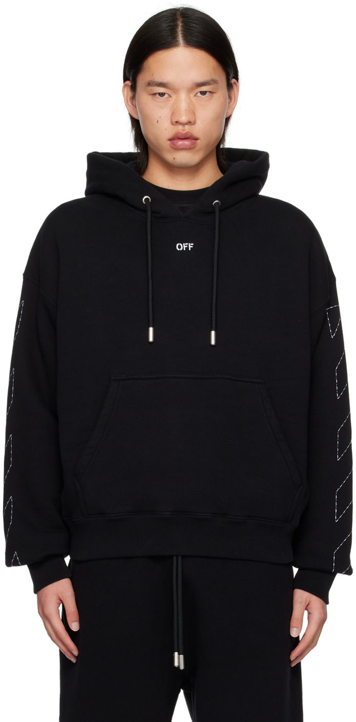 Mikina Off-White Black Off Stitch Skate Hoodie Čierna | OMBB085C99FLE0141001, 0