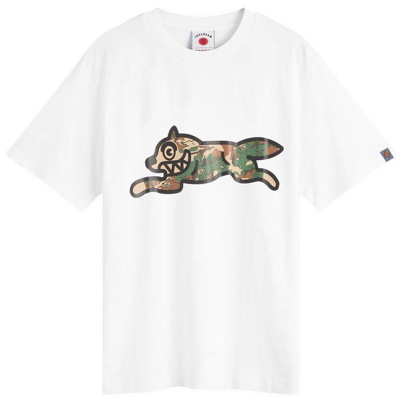 Tričko BBC IceCream Woodland Camo Running Dog Graphic Tee, Size Large Biela | IC25380-WHT