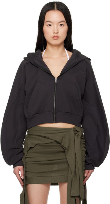 Mikina Ottolinger Ottolinger Multiline Zip Cropped Hoodie Čierna | 11560041501, 0