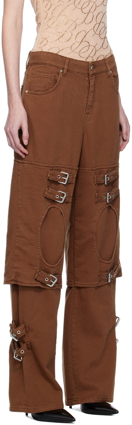 Cargo nohavice Blumarine Blumarine Boyfriend Cutout Buckle Jeans Hnedá | A344J046A, 1