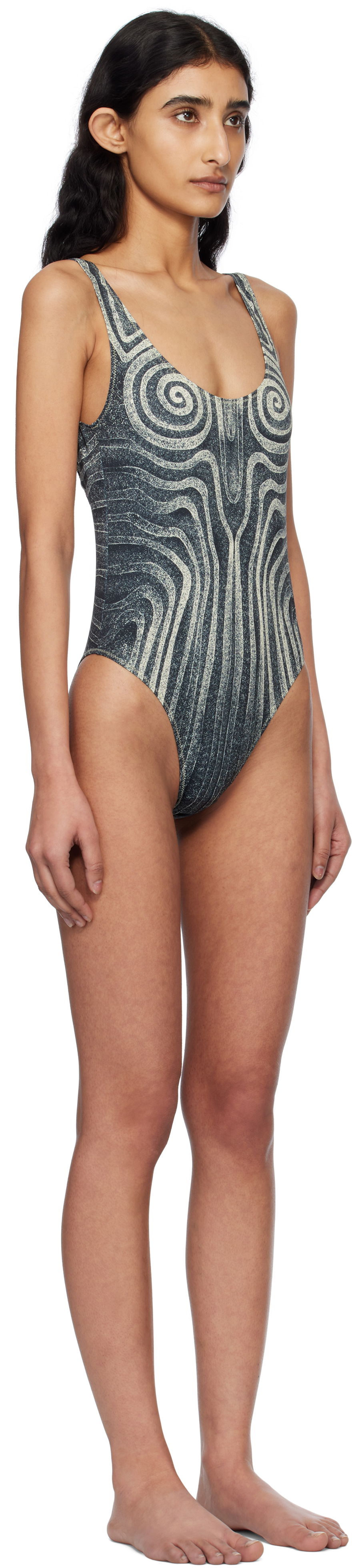 Plavky Jean Paul Gaultier Jean Paul Gaultier 'The Spirale' One-Piece Swimsuit Šedá | 25/34-F-MB030-J587-000203, 1