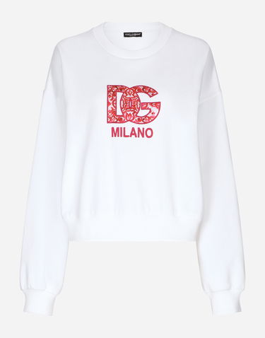 Mikina Dolce & Gabbana Jersey Sweatshirt With Dg Patch Biela | F9Q92ZGDBVWS8400, 0