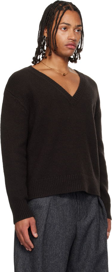 Sveter Dries Van Noten V-Neck Merino Wool Sweater Hnedá | 252-021246-2710, 1