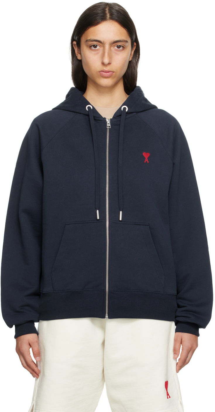 Mikina AMI Hoodie Navy | USW415.747, 0