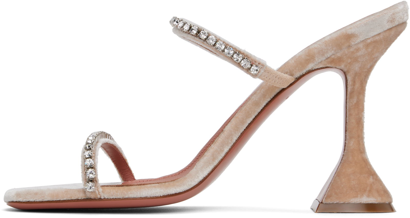 Amina Muaddi Gilda Crystal-Embellished Velvet Heeled Sandals