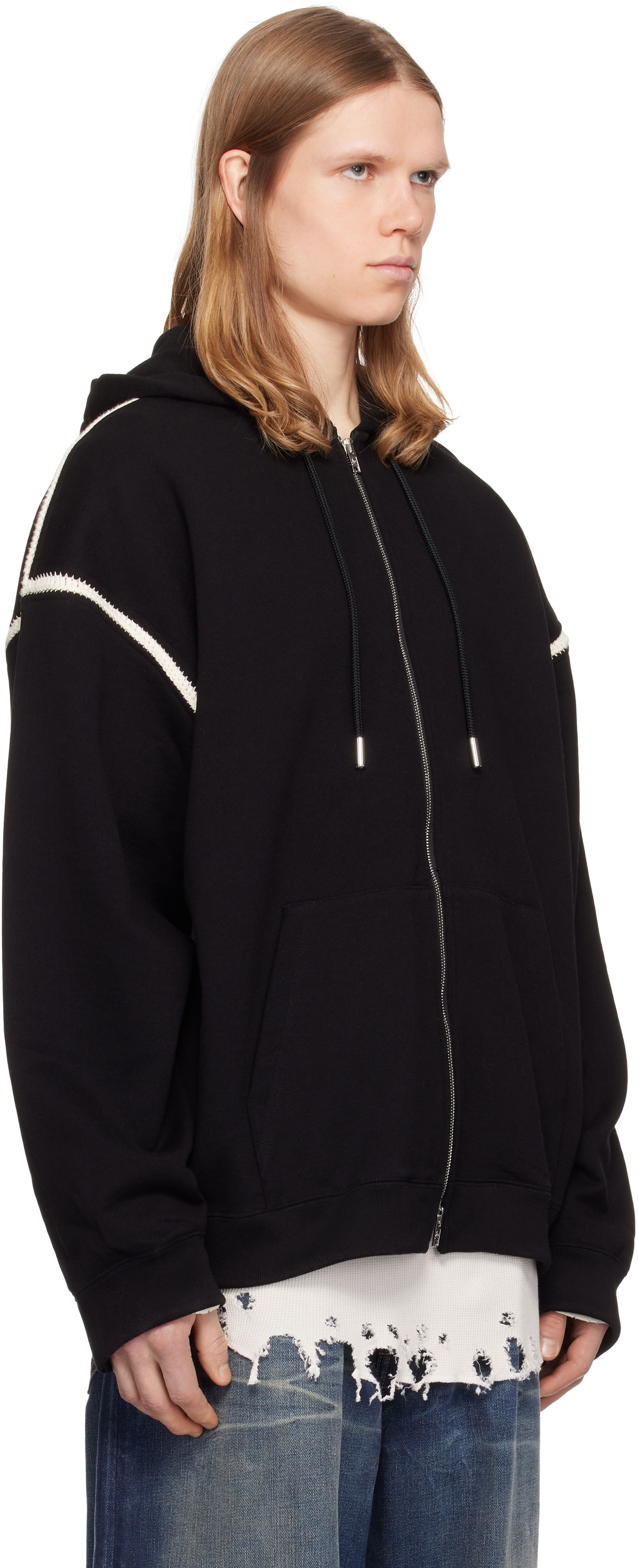 Mikina Mastermind WORLD Mastermind World Boxy Fit Cross Stitch Zip Hoodie Čierna | MW25S14-SW006-015, 1