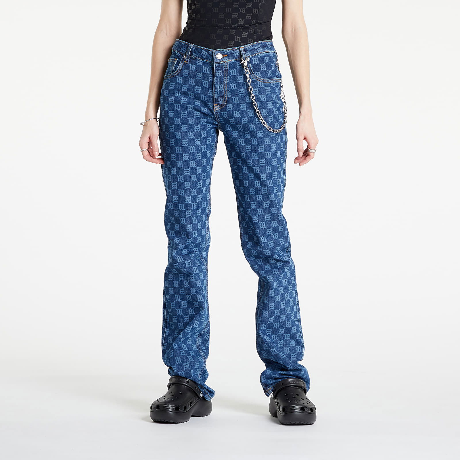 Monogram Denim High Waisted Trousers
