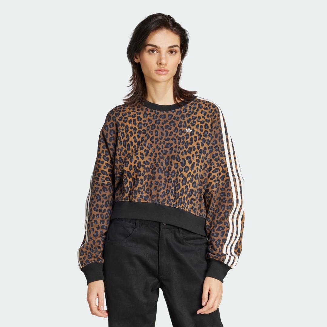 Mikina adidas Performance Leopard Crewneck Sweatshirt Hnedá | JW7303, 0