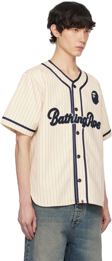 Dres BAPE A Bathing Ape Pinstripe Baseball Jersey Shirt Béžová | 001SRK801001M, 1