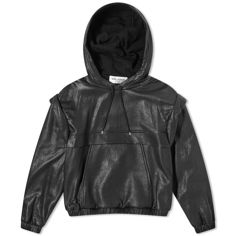 Mikina Saint Laurent Leather Hoodie Čierna | 778487YCNF2-1000