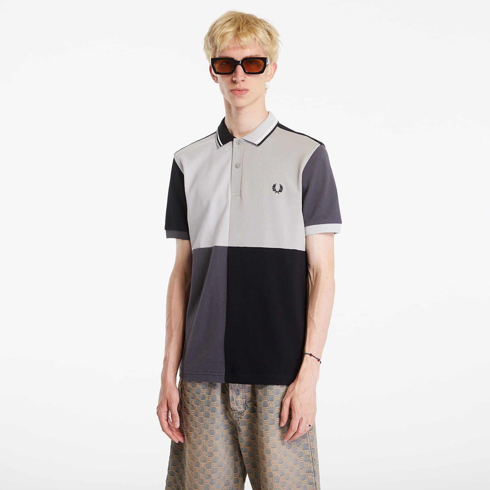 Beams Grid Design Fp Polo T-Shirt Black