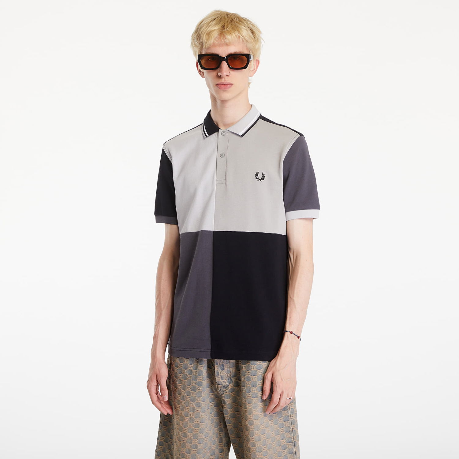 Polo tričko Fred Perry Beams Grid Design Fp Polo T-Shirt Black Čierna | SM7186 102, 0