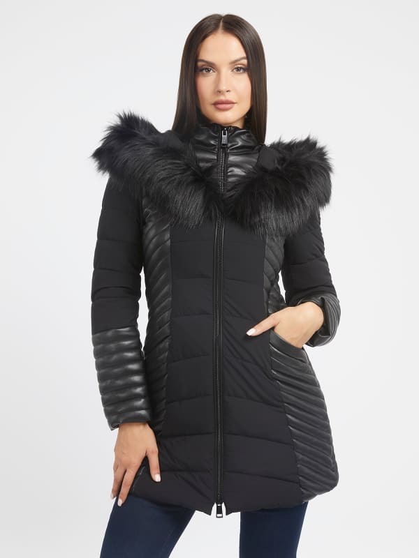 Prešívaná bunda GUESS Slim Fit Long Čierna | W3BL26W6NW2, 0