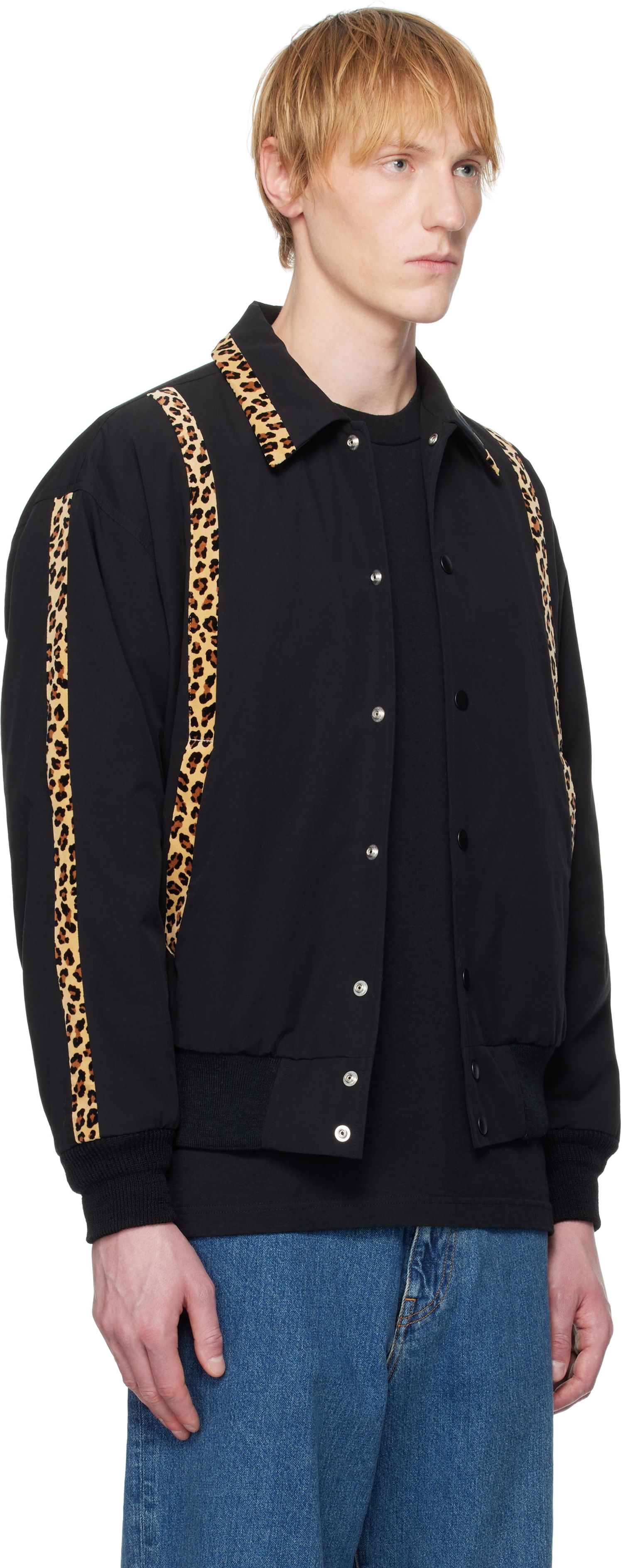 Bomber bunda WACKO MARIA WACKO MARIA 50's Leopard Trim Jacket Čierna | 25SS-WMO-BL14, 1