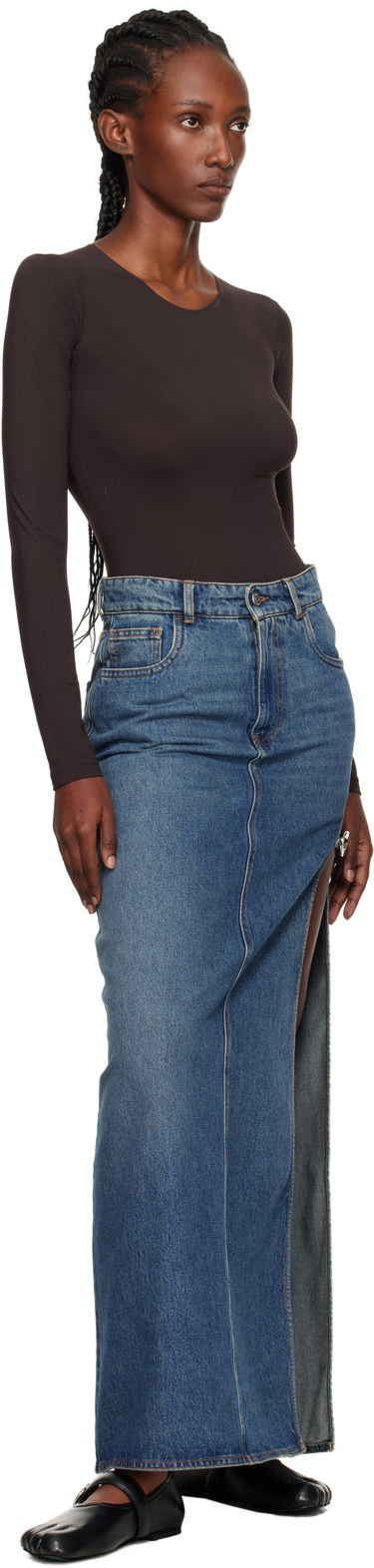 Sukňa Coperni Coperni Garter Belt Denim Maxi Skirt Modrá | COPJ101F2014, 3