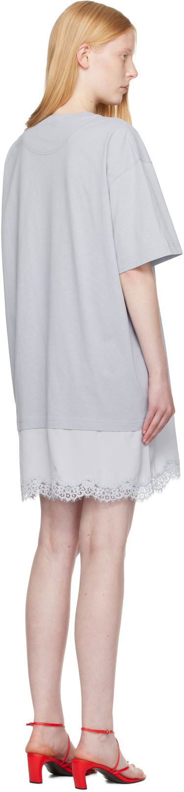 Šaty Stella McCartney Stella McCartney Lace-Insert Graphic T-Shirt Minidress Šedá | 6J04063SPZ99, 2