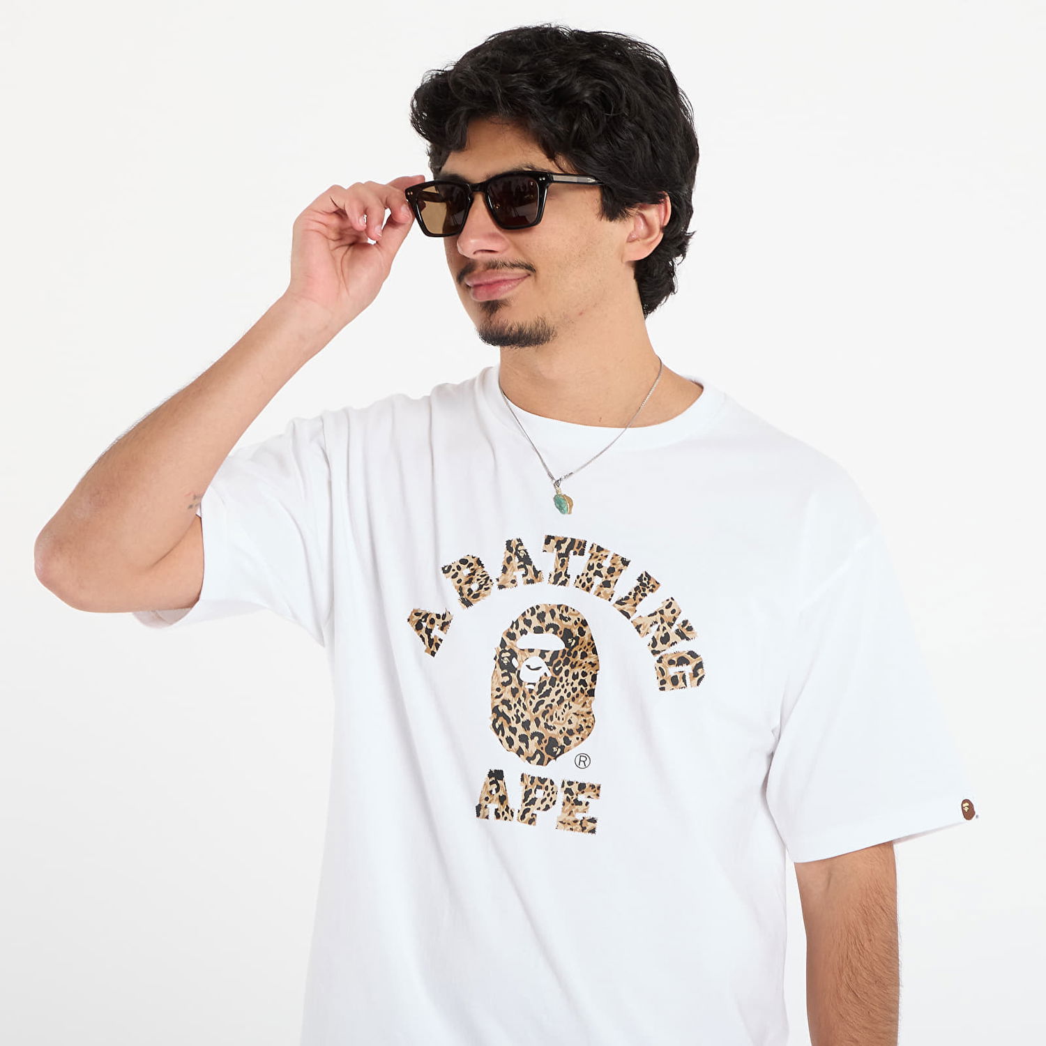 Tričko BAPE Wild Leopard Pattern College T-shirt Biela | 001TEL801039MWHA, 1