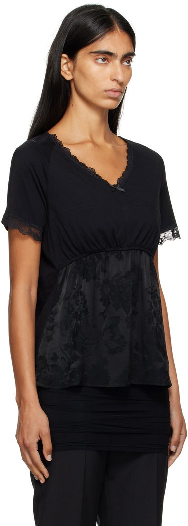 Tričko Maison Margiela MM6 Maison Margiela Jersey & Lace Peplum T-Shirt Čierna | S52NC0353 M20048, 1