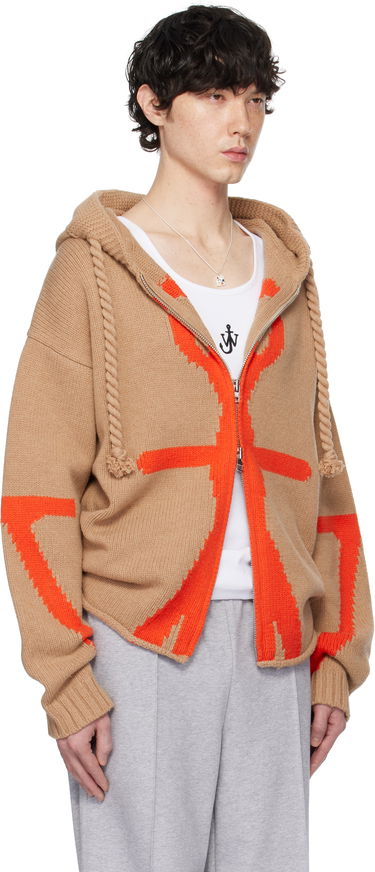 Sveter JW Anderson JW Anderson Anchor Logo Knit Zip Hoodie Hnedá | KW1345-YN0170, 1