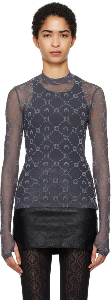 Tričko Marine Serre Monogram Mesh Highneck Top Šedá | WTO388A CJER0005, 0