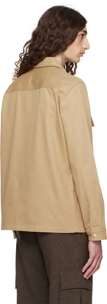 Košeľa BOSS Oversized-Fit Cotton Gabardine Shirt with Chest Pockets Béžová | 50545383, 2