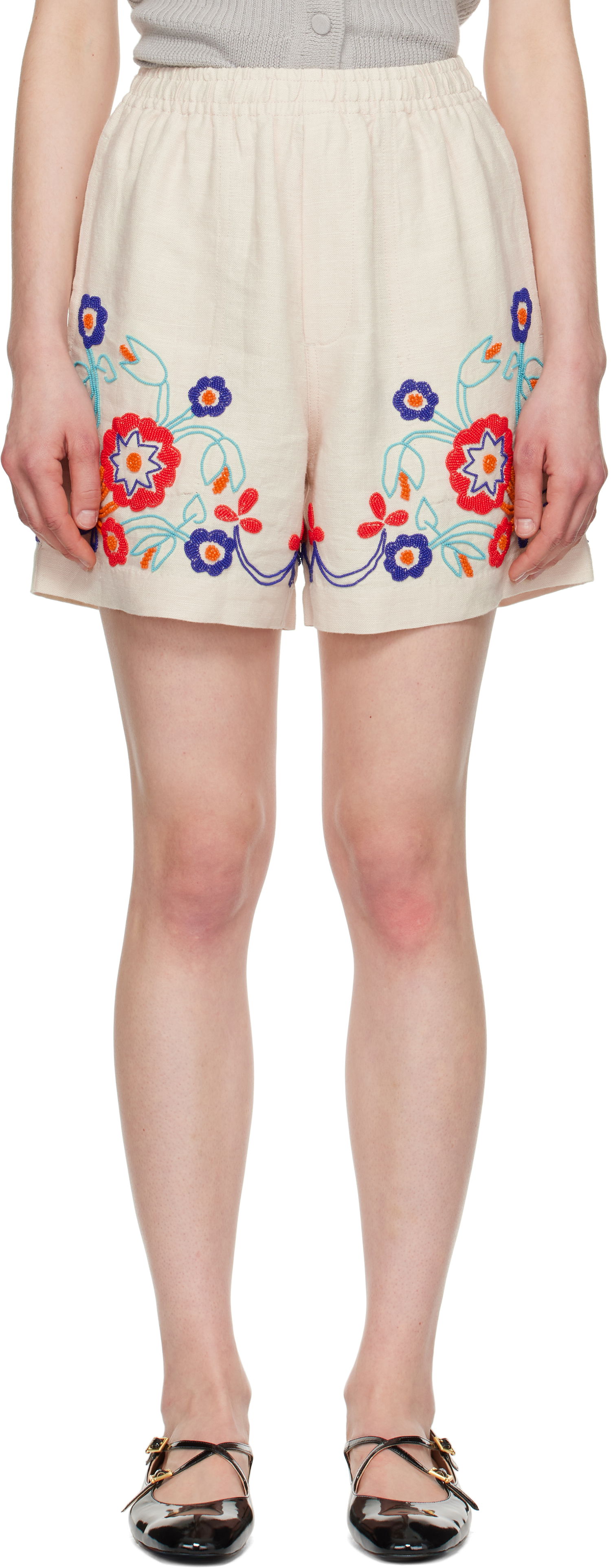 Šortky Bode Bode Beaded Garden Party Shorts Béžová | MRS25BT049, 0