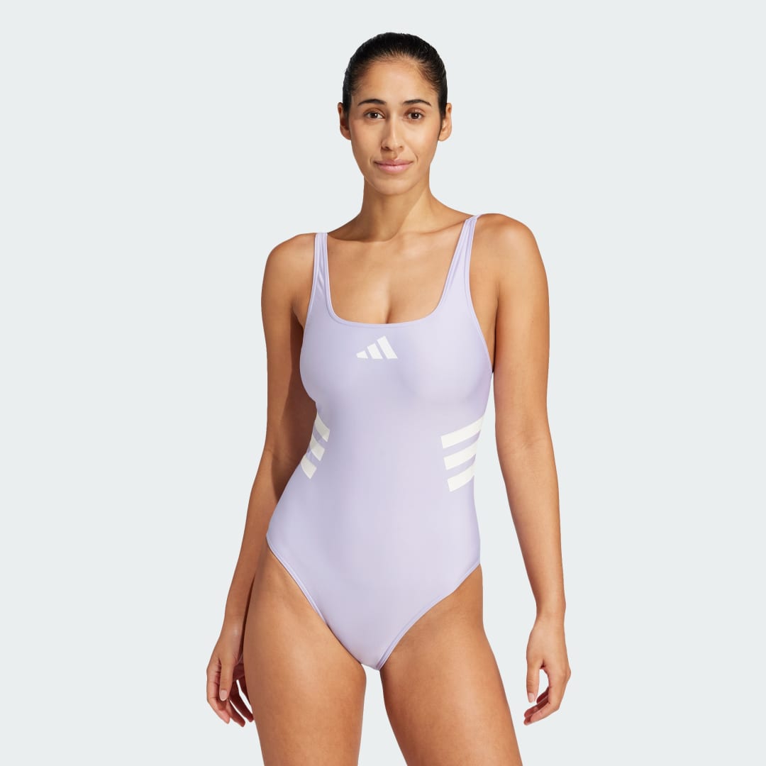 Plavky adidas Performance 3-Stripes U-Back One Piece Swimsuit Fialová | JI6030, 0