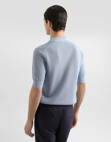 Polo tričko Dolce & Gabbana Dolce & Gabbana Micro-pattern Cotton Polo Shirt Modrá | GXZ73ZJBCGWB1932, 2