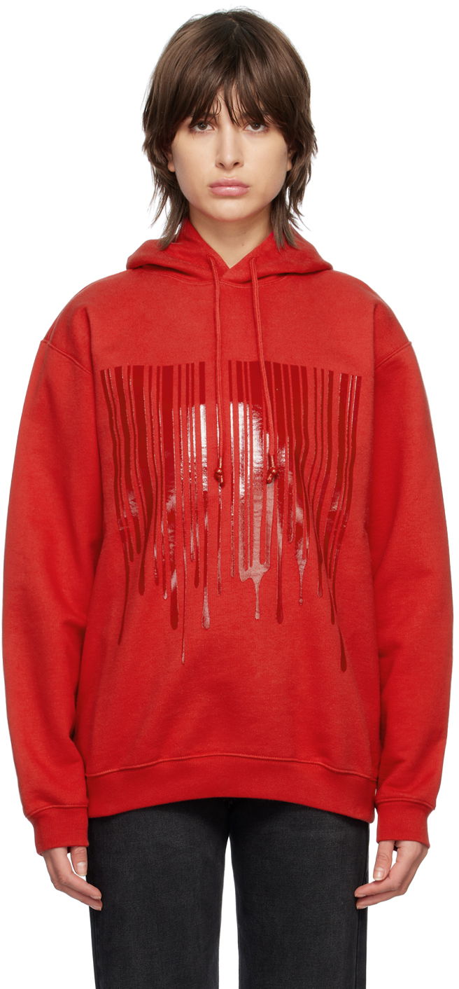 Mikina VETEMENTS Dripping Barcode Graphic Hoodie Červená | VL16HD440R, 0
