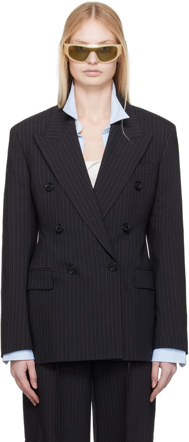 Bunda Acne Studios Acne Studios Double-Breasted Pinstripe Blazer Čierna | AH0300-, 0