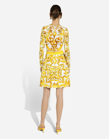 Sukňa Dolce & Gabbana Short Brocade Skirt with Majolica Print Biela | F4BCVTFPTAWHG3TN, 2