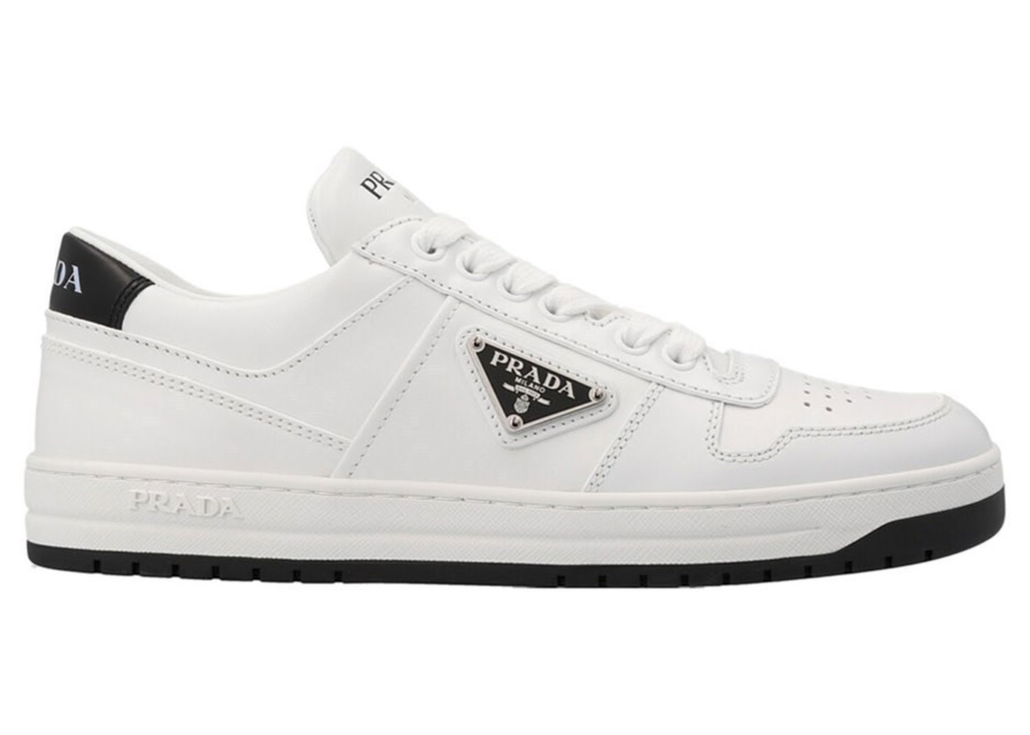 Tenisky a topánky Prada Downtown Low Top Sneakers Leather White White Black (W) Biela | 1E792MF0303LJ6-F0964, 0