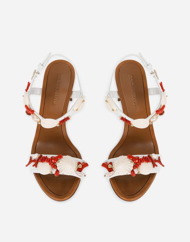 Tenisky a topánky Dolce & Gabbana Nappa Leather Sandals With Coral Embroidery Biela | CR1746AW1168V135, 3