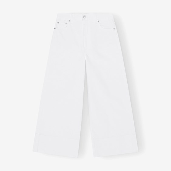 Nohavice GANNI Denim Cropped Jeans Biela | J1266-151, 0