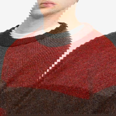 Sveter YMC Suedehead Stripe Knit Červená | P8XAP-60, 5