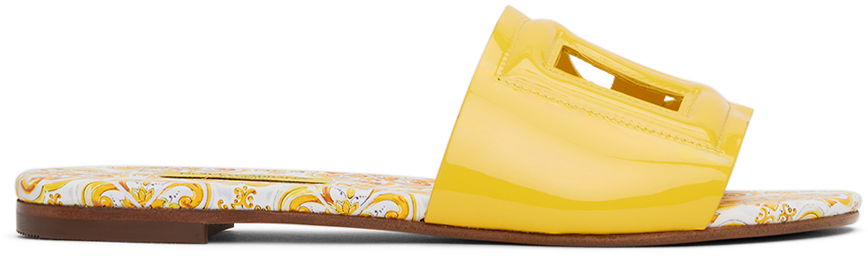 Tenisky a topánky Dolce & Gabbana Majolica Print Patent Leather Sandals Žltá | D11247 A1067, 0