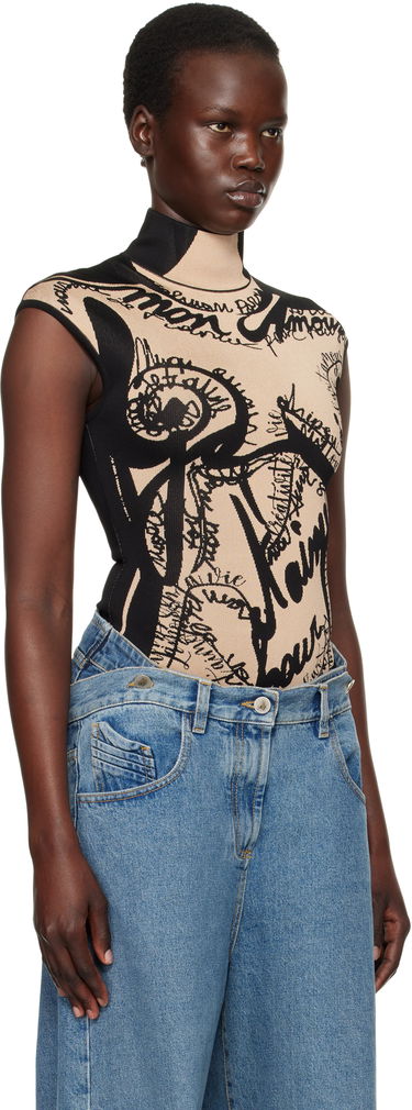 Body Balmain Balmain Jacquard Knit Torso Bodysuit Béžová | EF1BC025KH95, 1