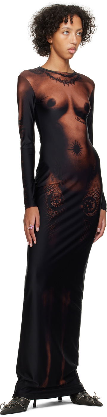 Šaty Jean Paul Gaultier Jean Paul Gaultier 'The Long Ebony Body Tattoo' Maxi Dress Čierna | 23/15-F-RO069-J527-67, 3